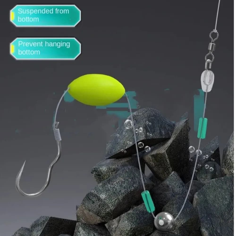 5 hameçons Flip hook pour pêche à la carpe - Rigs prêts à l'emploi taille 7#-14# - Équipement pêche