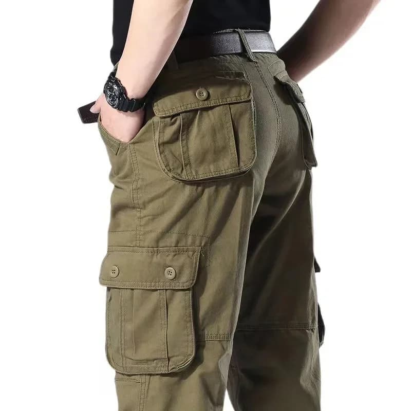 Pantalon cargo coton décontracté homme - Taille élastique grande taille - Multi-poches travail pêche