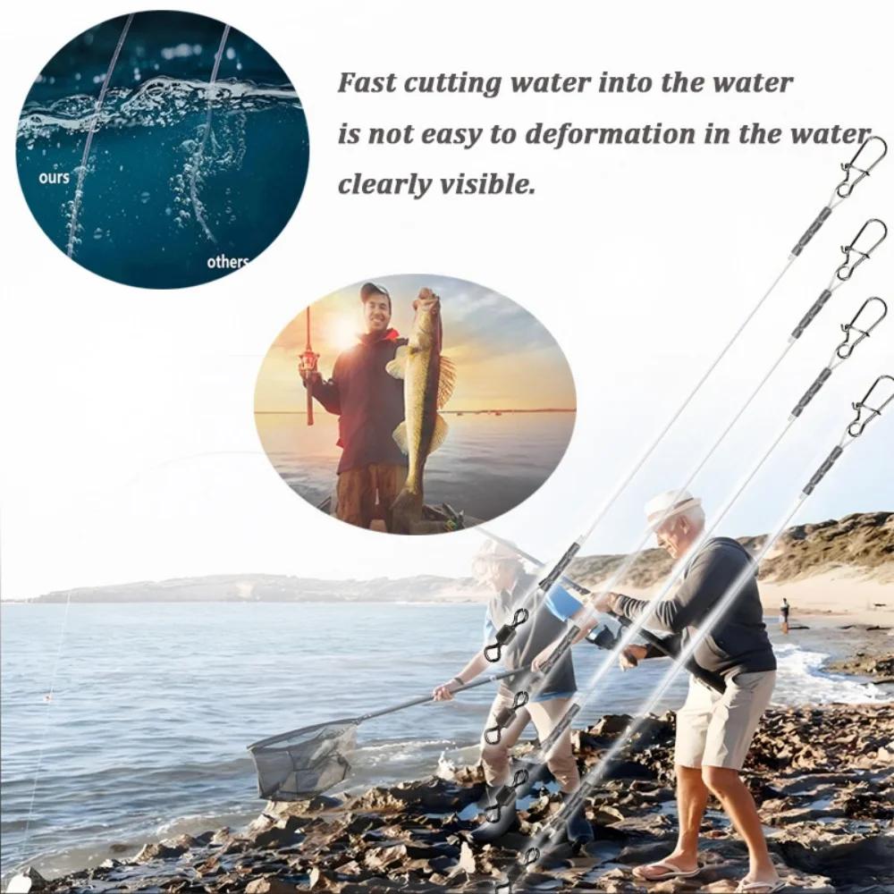 10 hameçons fluorocarbone résistants avec émerillons - Fil leader anti-morsure pour pêche en mer et eau douce