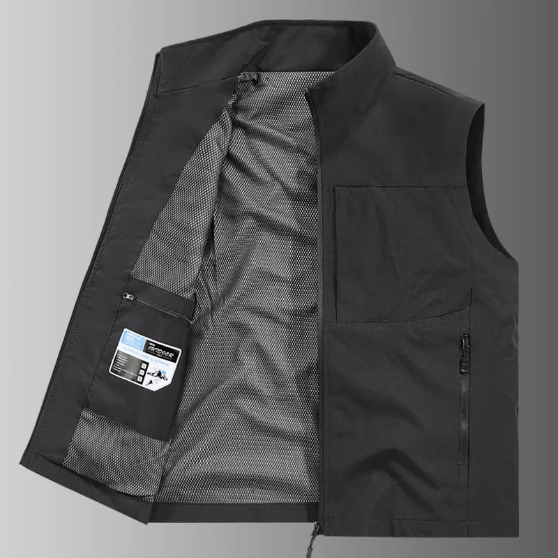 Veste sans manches homme pêche et randonnée respirante anti-vent multifonction