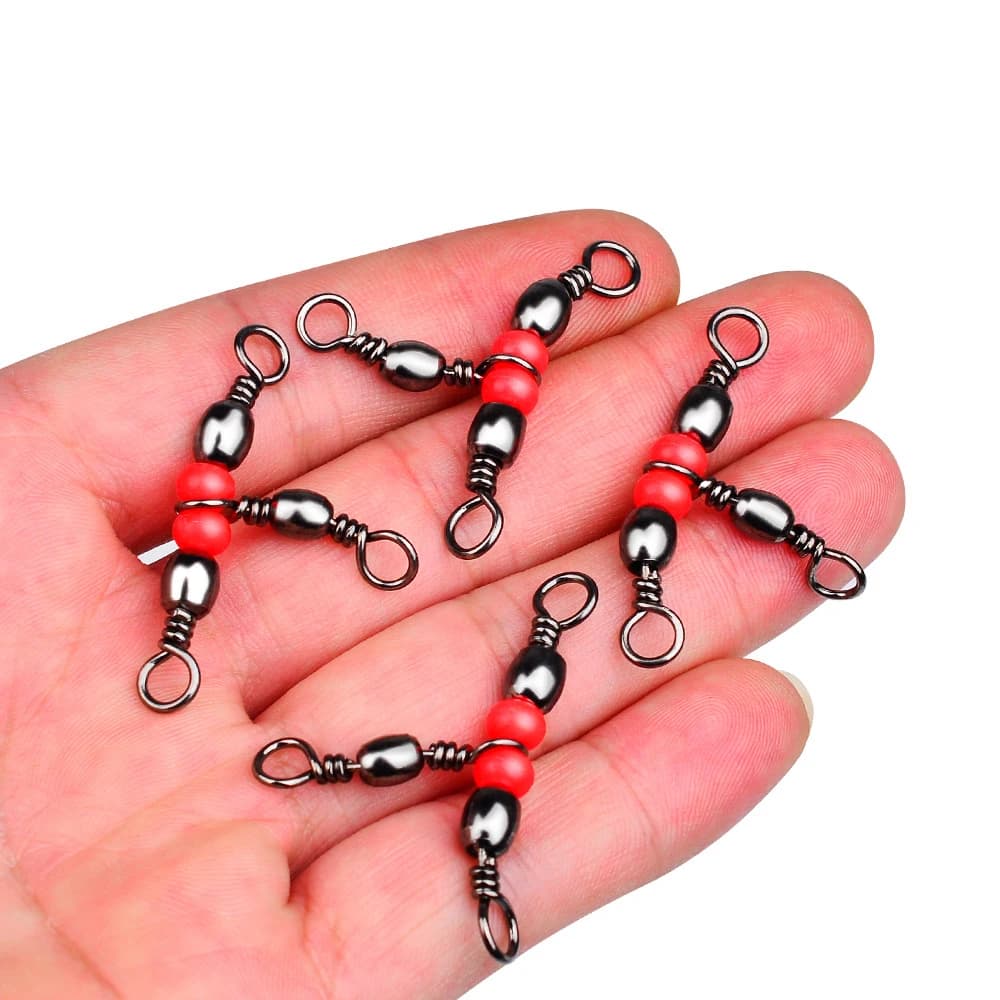 10 pièces émerillons à agrafe triple avec perles, connecteurs pour ligne leurres et hameçons, accessoires pêche