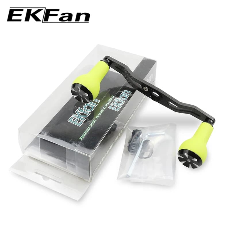 Poignée carbone de pêche Ekfan 130mm pour moulinet baitcast SHI et DAI, bouton TPE, trous 7x4 et 8x5mm