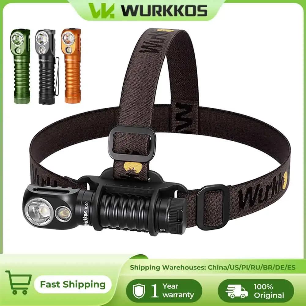 Frontale Wurkkos HD20 double LED 2000lm rechargeable inversée pour pêche professionnelle et EDC
