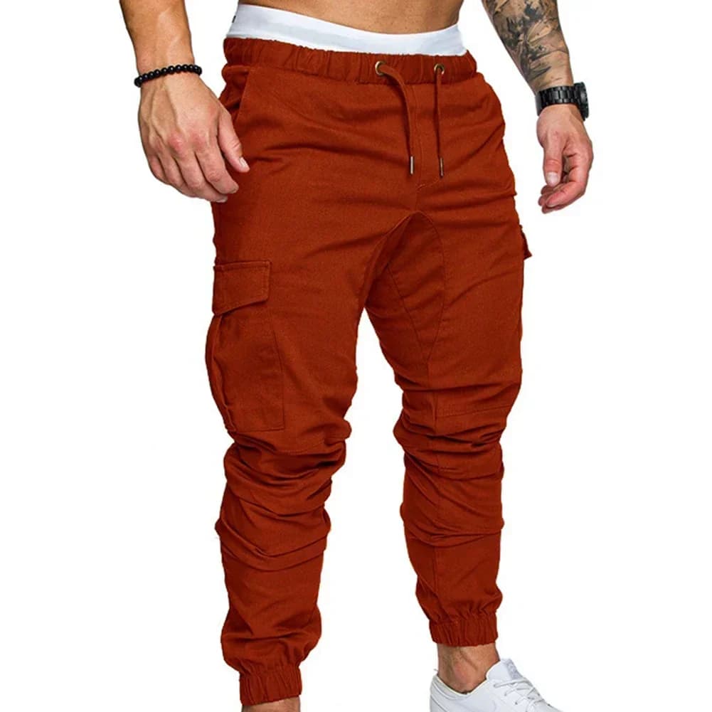 Pantalon printemps automne homme réglable cordon pêche poches ajustables slim fit rayé jogging