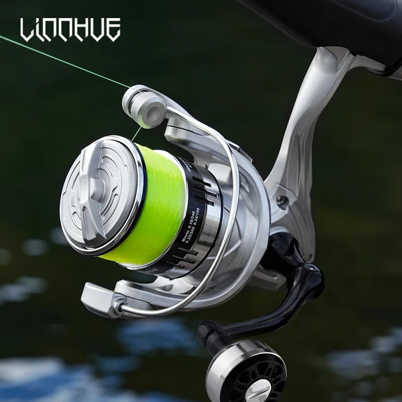 Moulinet spinning LINNHUE 5.2:1 bobine métal profonde - Frein 10kg pour pêche carpe et mer tailles 1000-7000