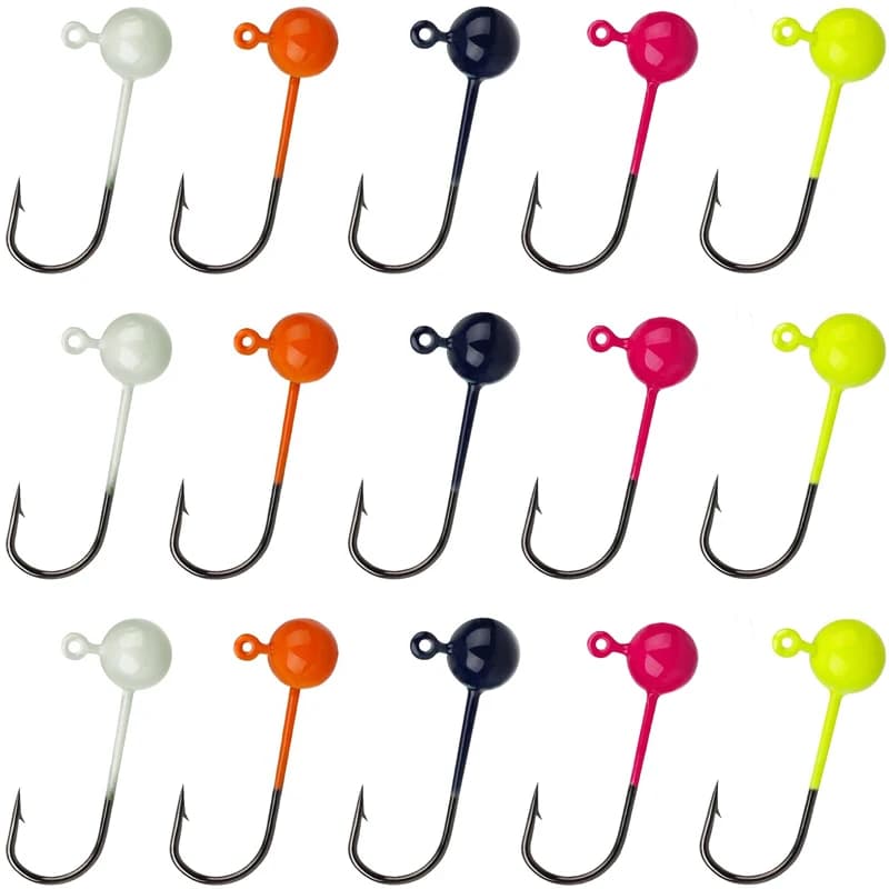 Lot 50 pièces têtes plombées rondes pour pêche au ver souple sans accrocs 0.45g à 2g