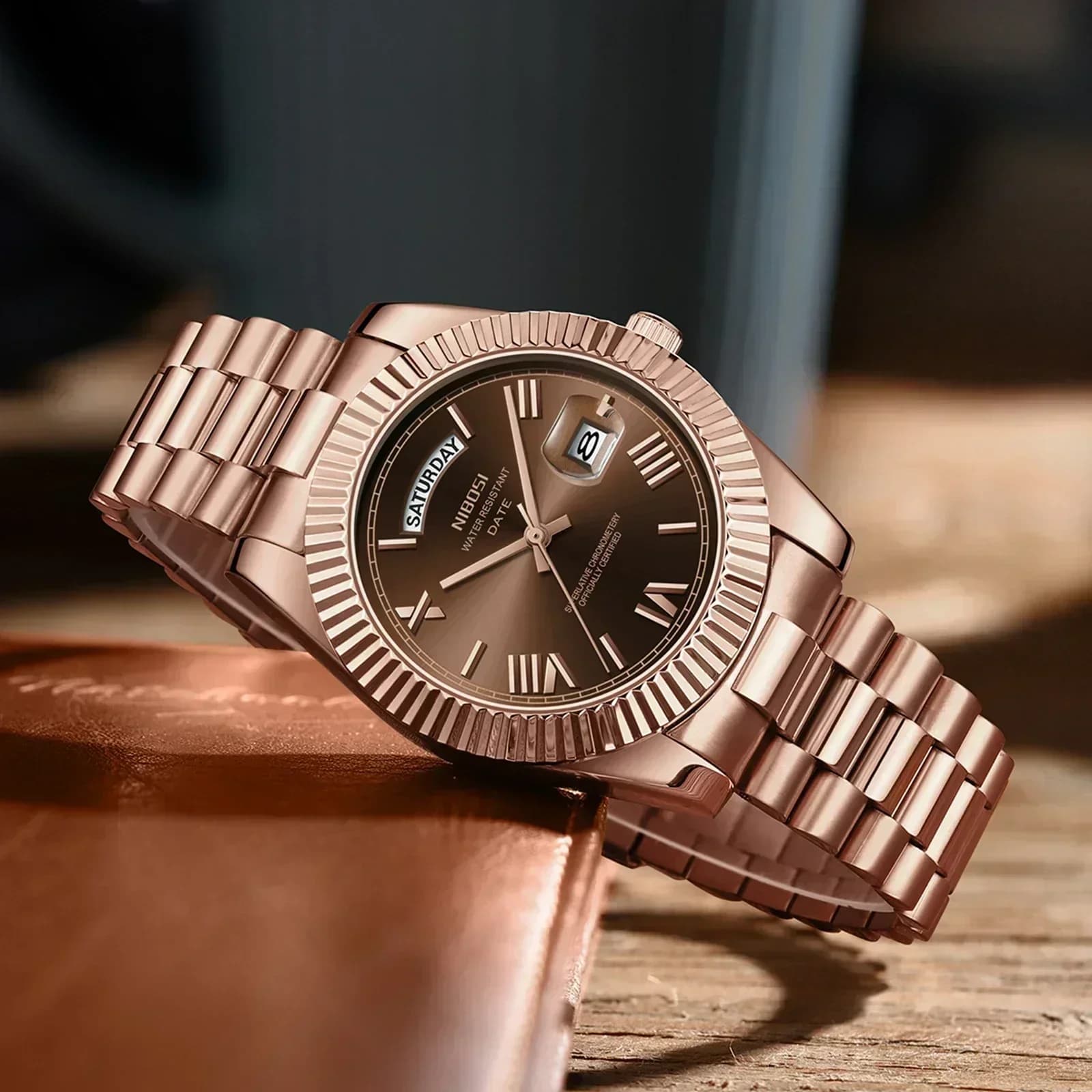 Montre homme NIBOSI luxe quartz Miyota - Montre bracelet acier étanche date jour reloj hombre