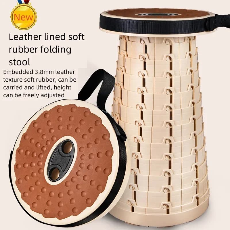 Chaise pliante accordéon plastique ronde - Siège pêche rétractable pour plage et voyage