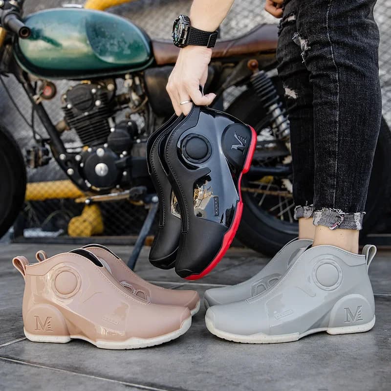 Chaussures de pluie homme fashion pêche extérieur étanches anti-dérapantes résistantes semelle épaisse