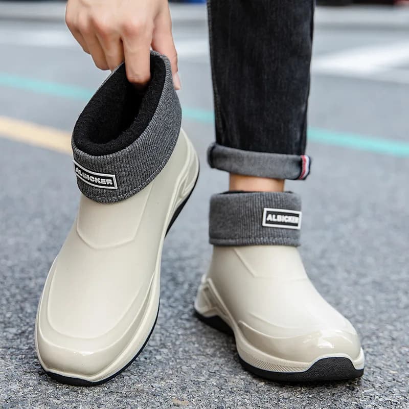 Bottes de pêche homme courte tube étanches anti-usure pour chantier et lavage auto