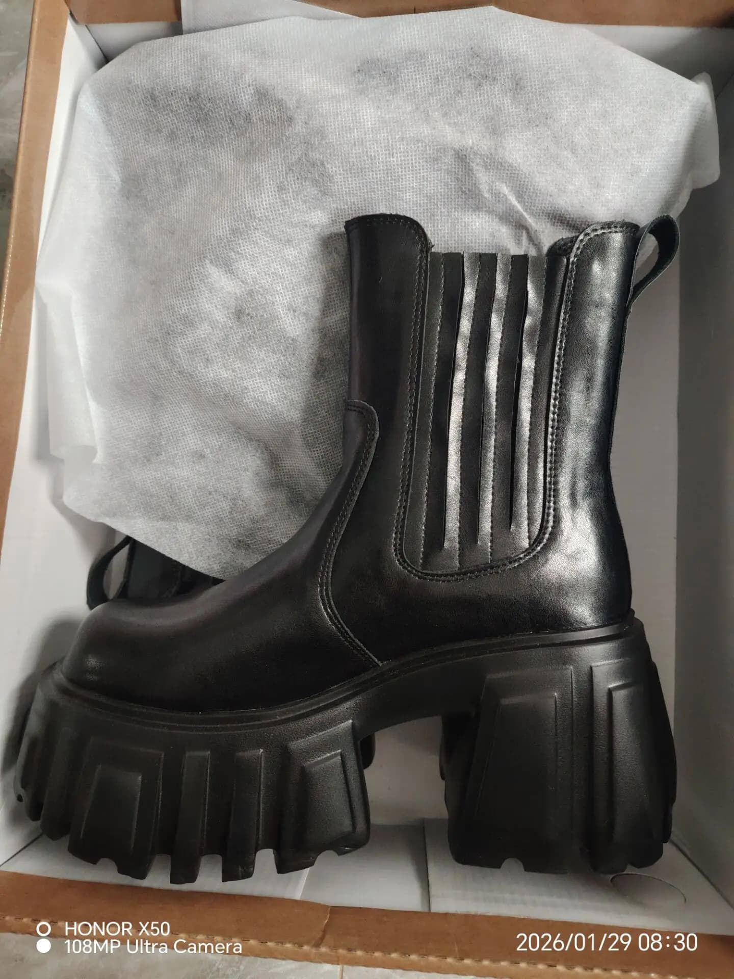 Bottes Chelsea talon compensé épais femmes automne cheville fine cuir véritable plateforme pêche