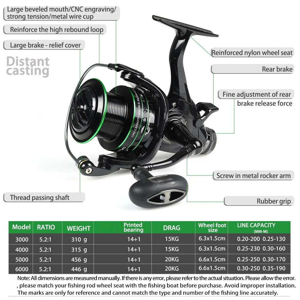 Moulinet JOSBY double frein pour carpe et feeder - conception robuste 3000-6000 idéal pêche sportive