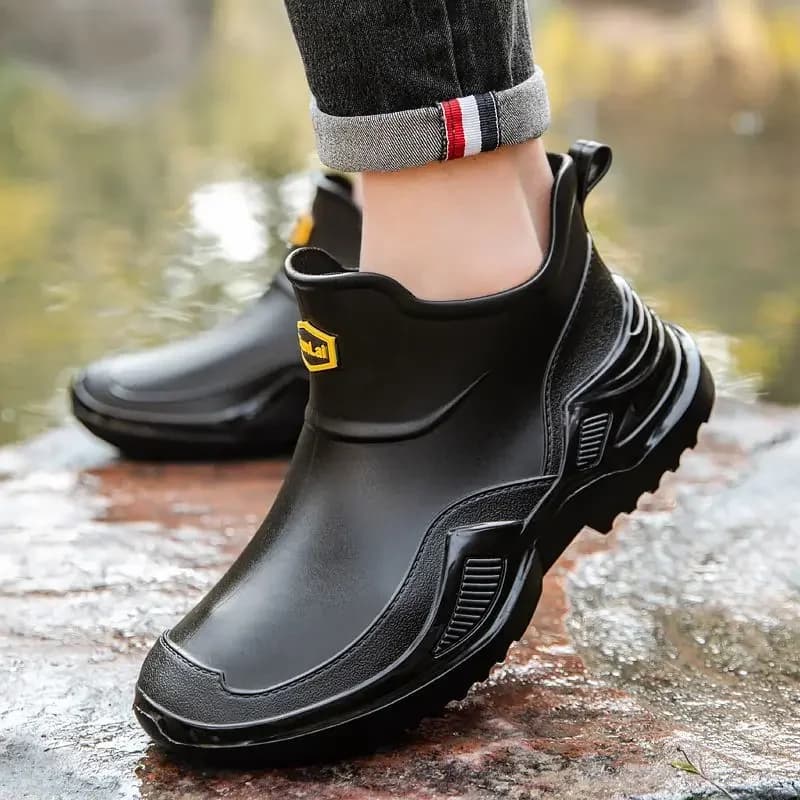 Bottes de pluie homme silicone à plateforme basse - Bottes ville antidérapantes économiques
