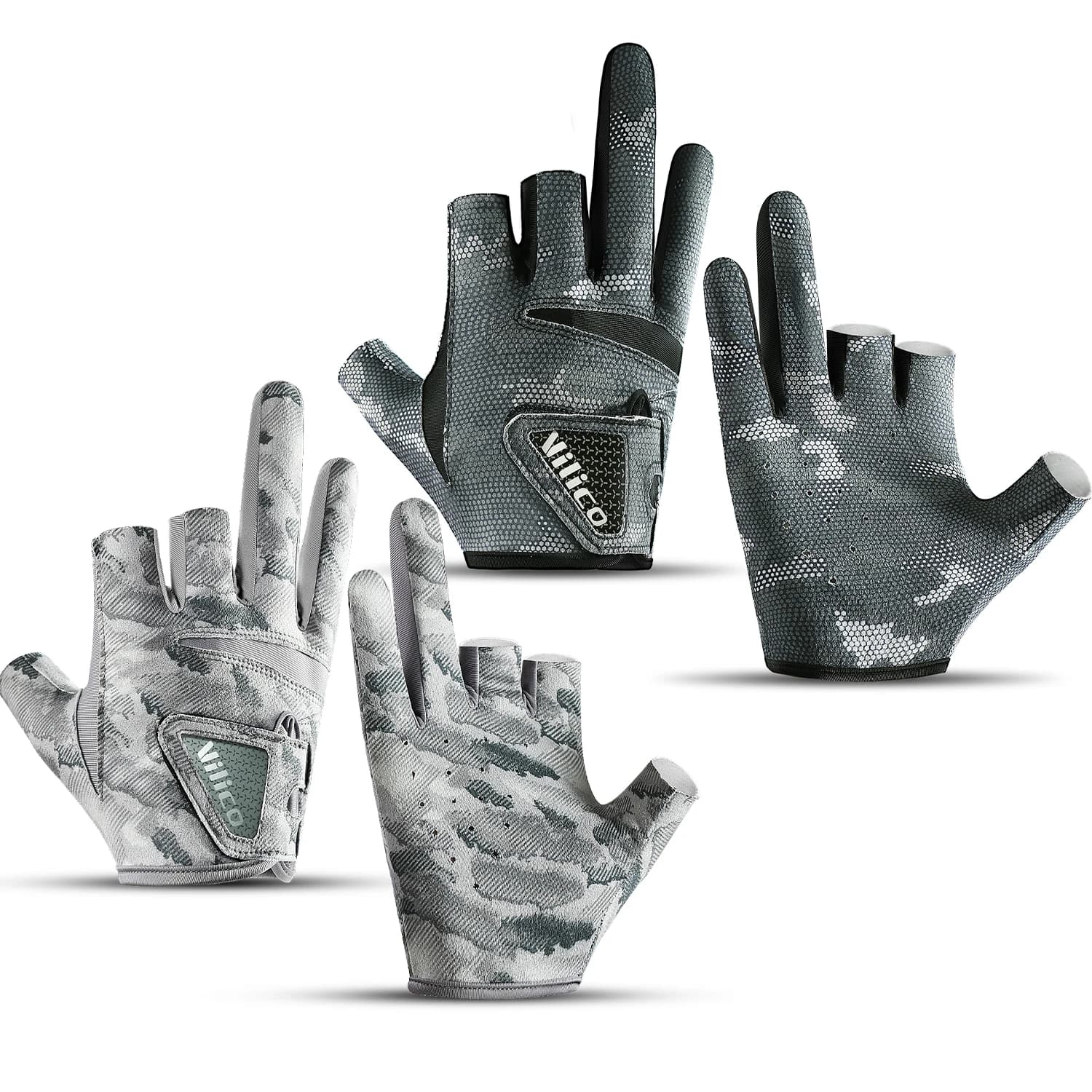 Gants de pêche été 3 doigts homme - Anti-dérapant, respirant et protection UV pour pêche routière