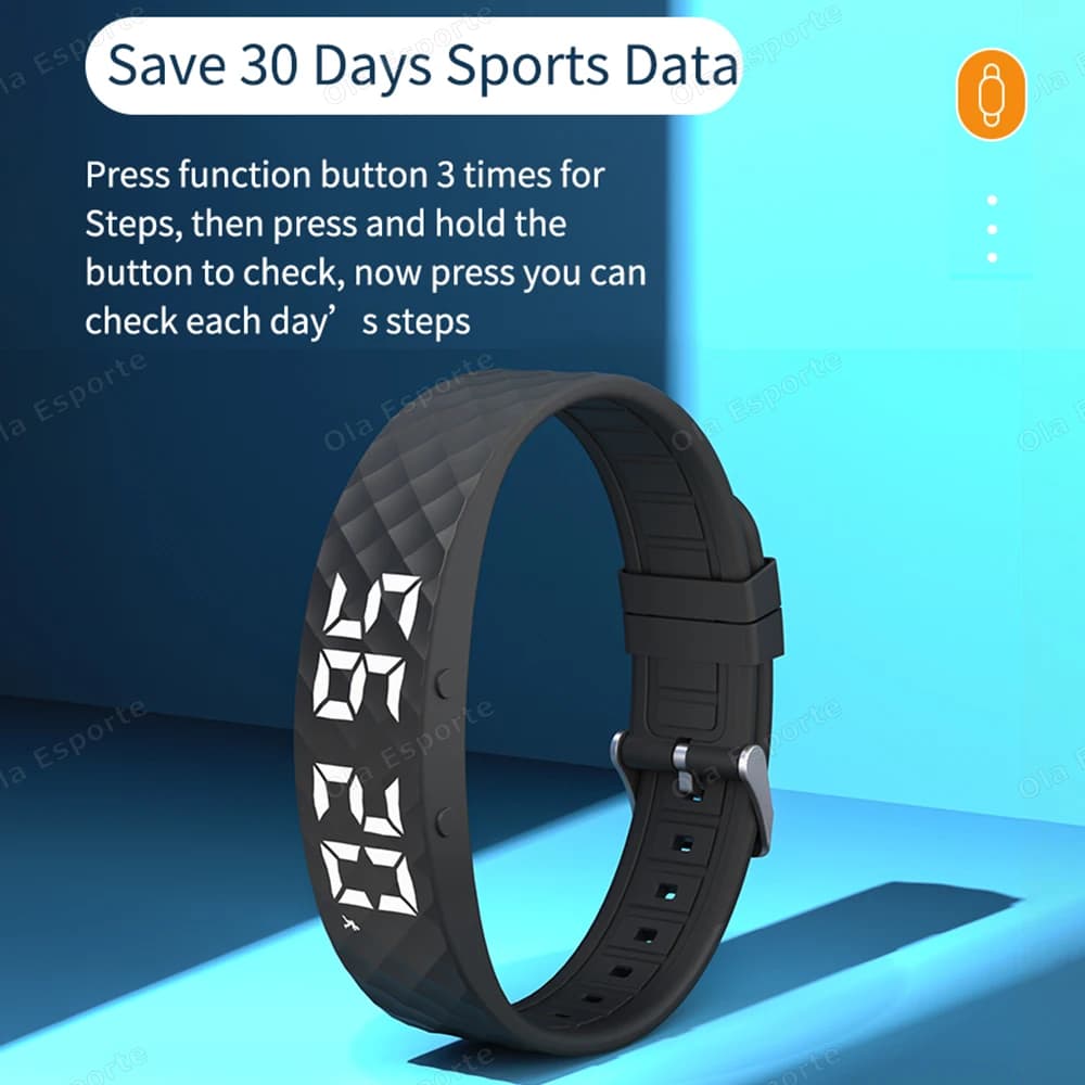 Bracelet connecté LED étanche podomètre running moniteur activité alarme vibreur rappel smartband sport