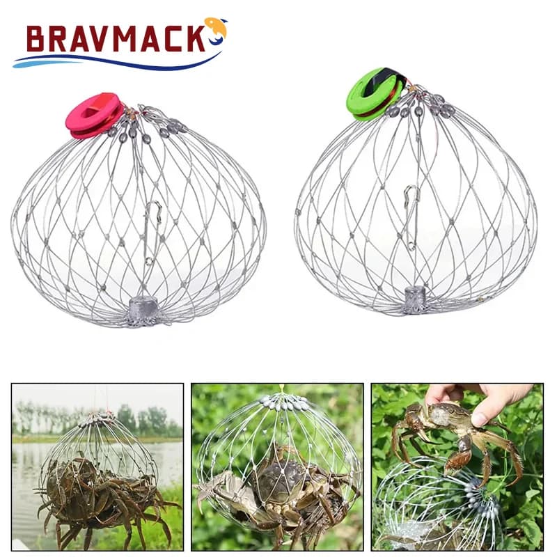 Piège à poissons et crabes automatique en acier - Filet à ouverture automatique pour pêche en mer