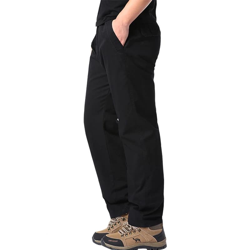 Pantalon été homme coton léger pêche élastique taille loose sport outdoor couleur unie