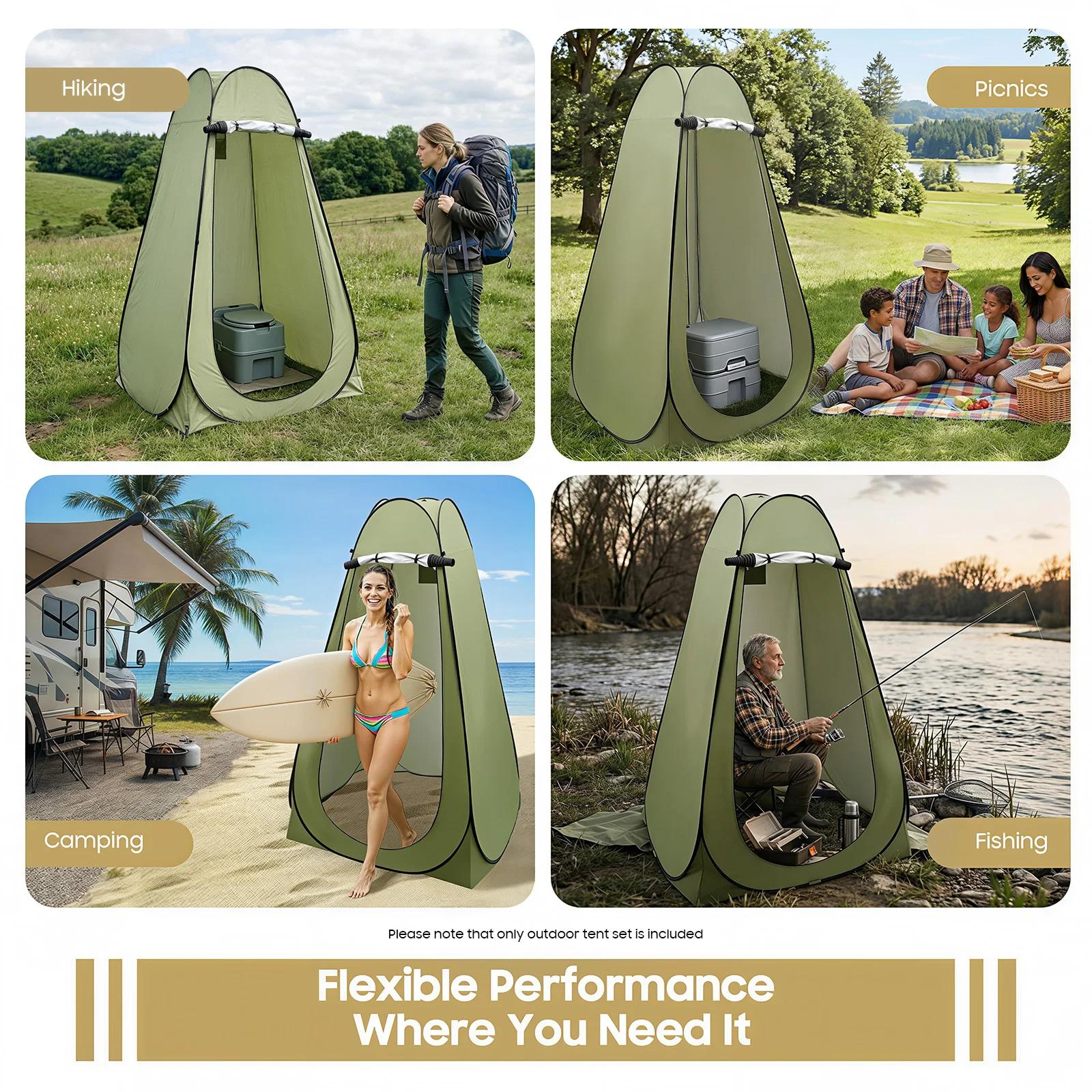 Toilette portable tente pêche imperméable - Abri intimité 1.2x1.2x1.9m pour camping