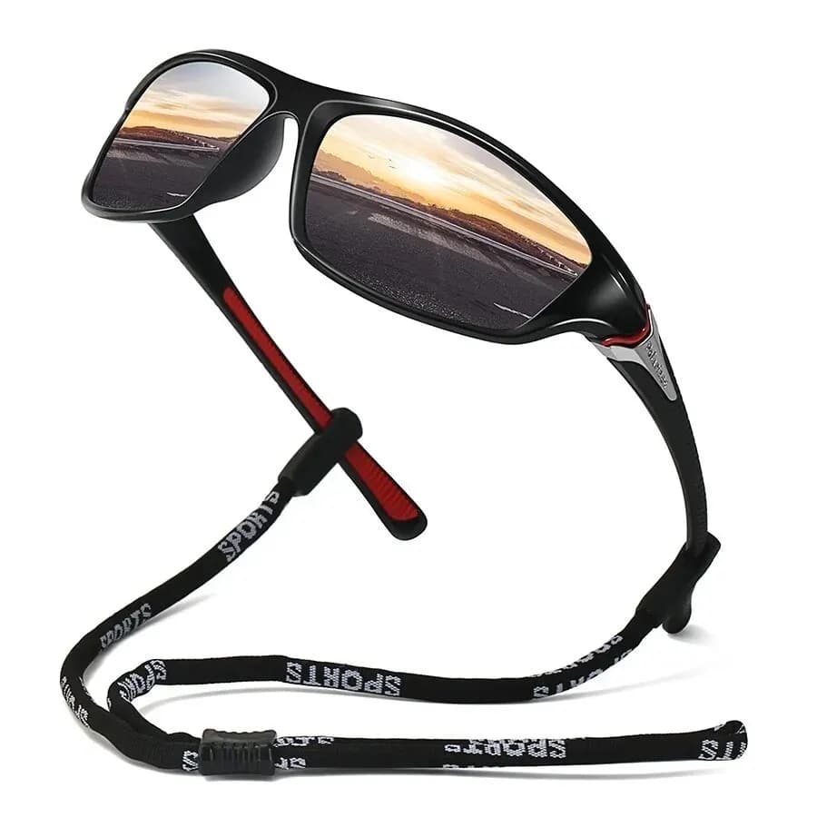 Lunettes de sport polarisées avec chaîne pour cyclisme et pêche - Protection UV400 unisexe outdoor