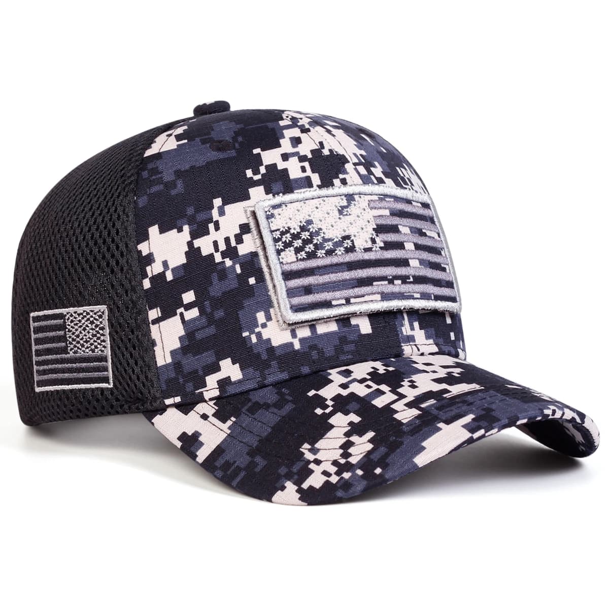 Casquette camouflage drapeau américain brodé - Unisexe printemps été outdoor - Ajustable protection UV