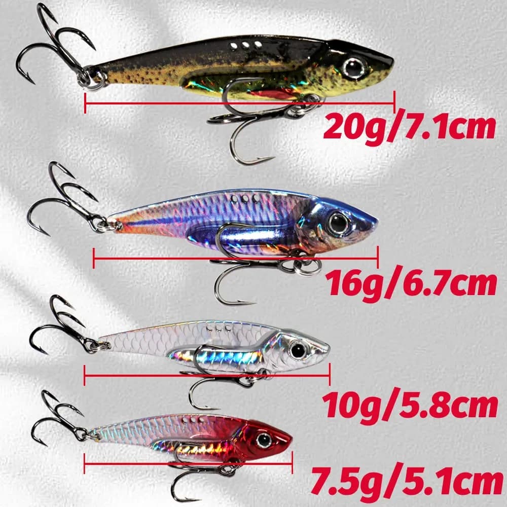 Leurre métal spinner cuillère 7.5g à 20g pour pêche en mer, leurre vibrant à hameçon triple pour spinning