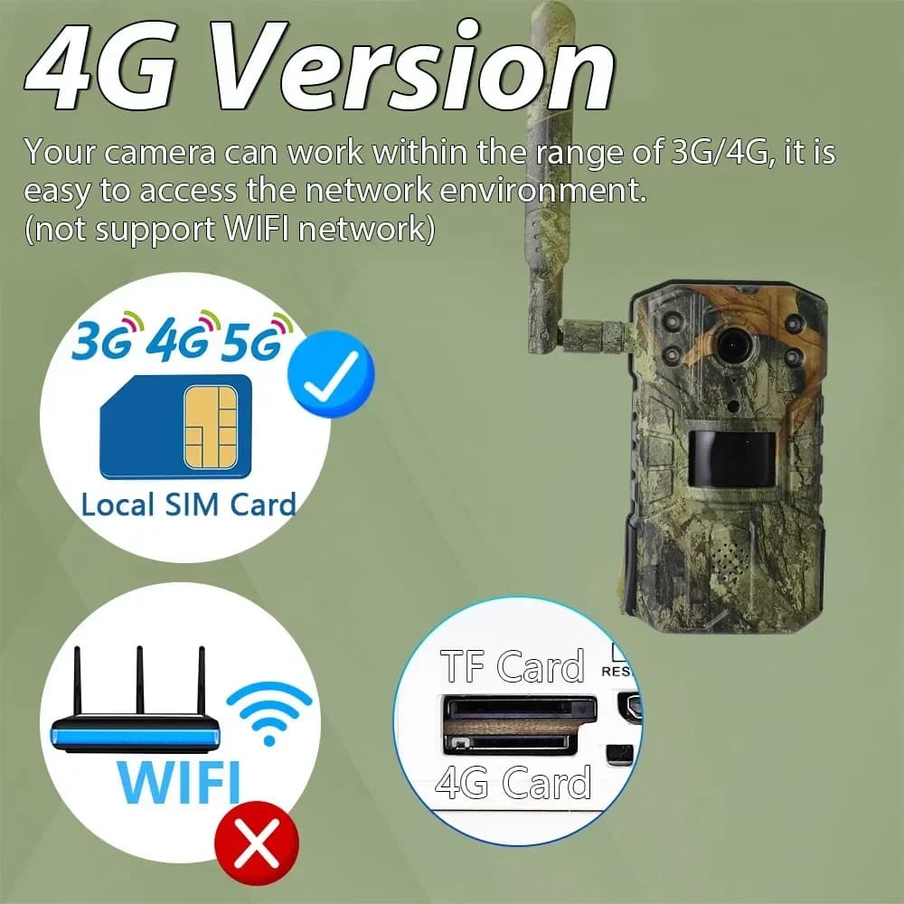 Caméra de chasse solaire étanche 4G 14MP détection PIR 20m vision nocturne 30m pour surveillance animalière autonome