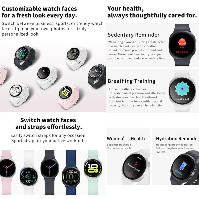 Watches 8 Mini 2025 smartwatch GPS suivi santé AMOLED fréquence cardiaque appels Bluetooth étanche