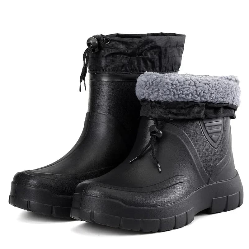 Bottes pluie automne hiver mode coton basse polaire légères imperméables anti-vent anti-dérapantes chaudes