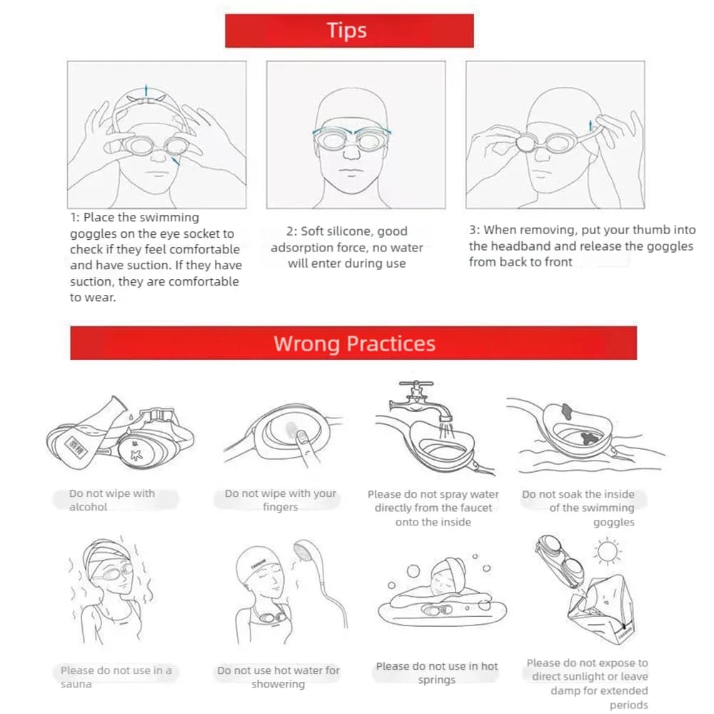 Lunettes de natation HD anti-buée étanches confortables pour entraînement professionnel adulte