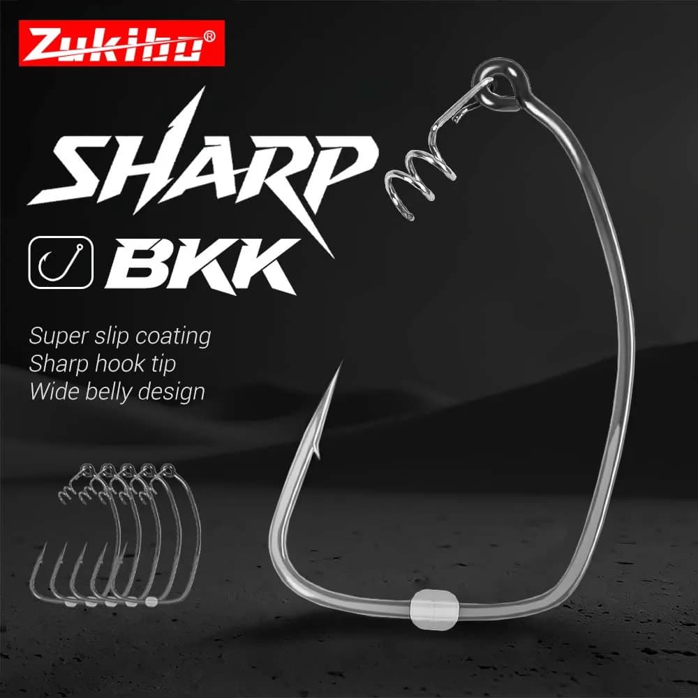 Hameçon spiralé ZUKIBO 5 pièces pour vers souples - Acier inoxydable anti-rouille pêche mer