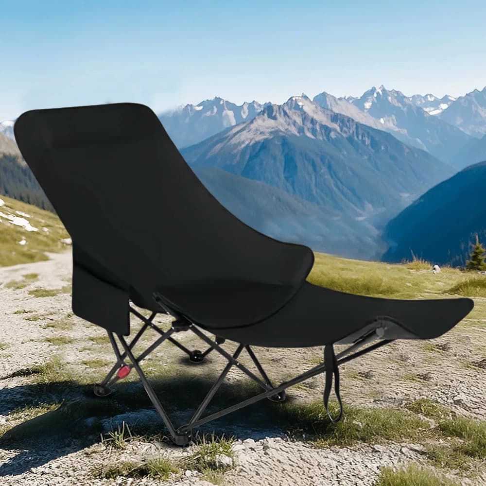 Chaise pliante portable avec sac de rangement et repose-pieds pour camping et pêche