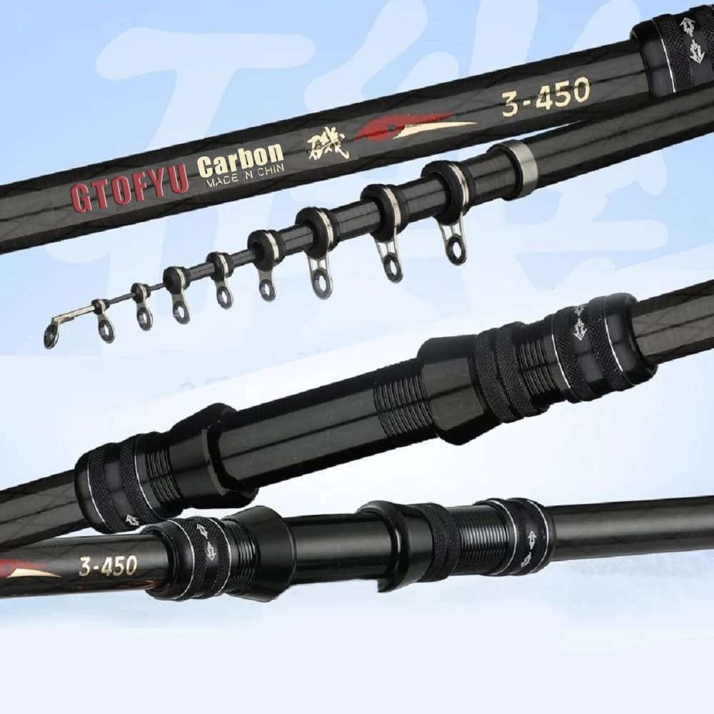 Canne rock fishing carbone télescopique 2.7m à 7.2m ultra-légère pour pêche en mer et carpe voyage