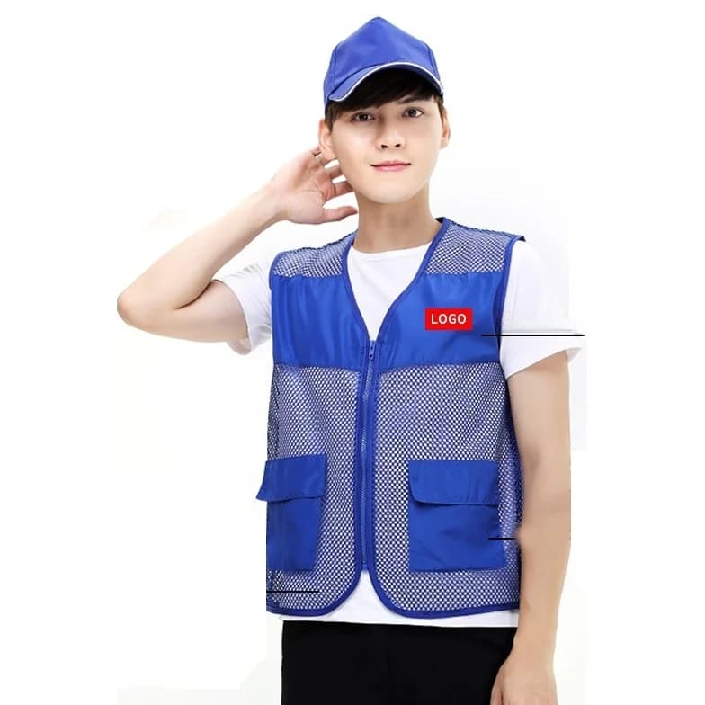 Gilet filet pêche réfléchissant respirant - Veste publicitaire été bénévole - Personnalisation logo pêche urbaine