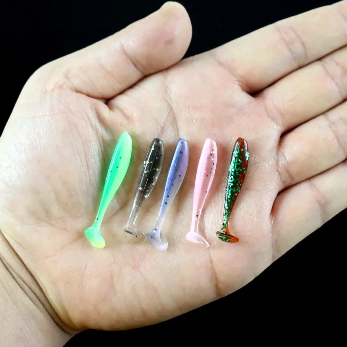 50 mini leurres souples queue en T - Vers silicone pour black bass brochet et pêche fine