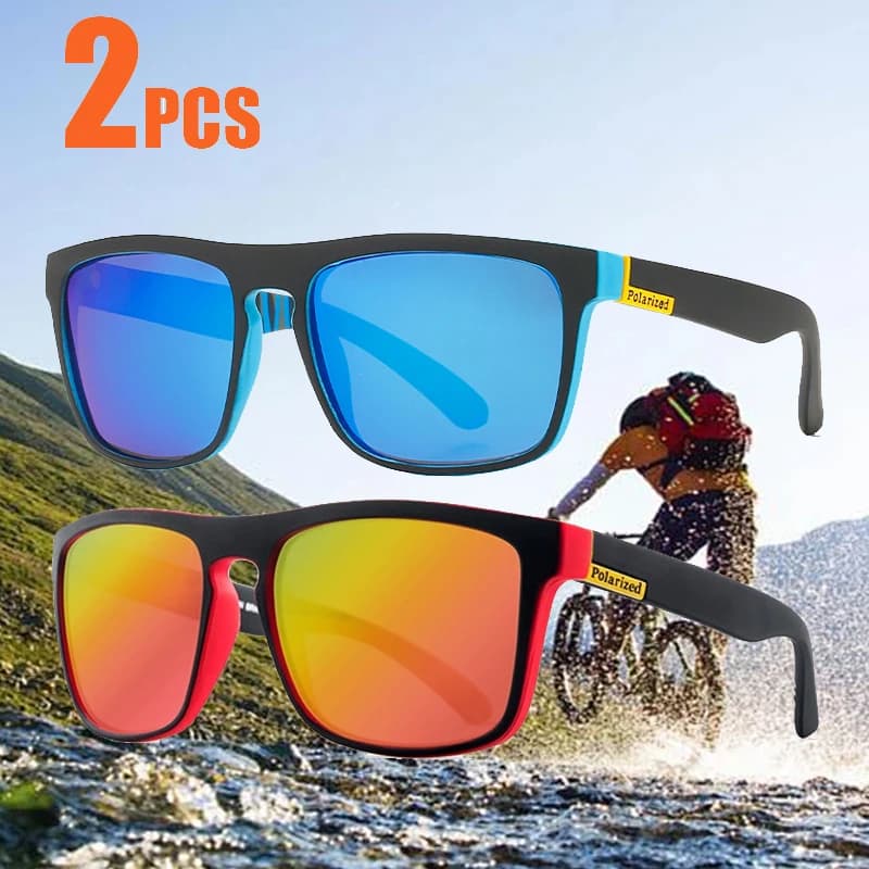 Lunettes de soleil polarisées carrées 1-2PCs anti-éblouissement pour pêche, conduite et vacances