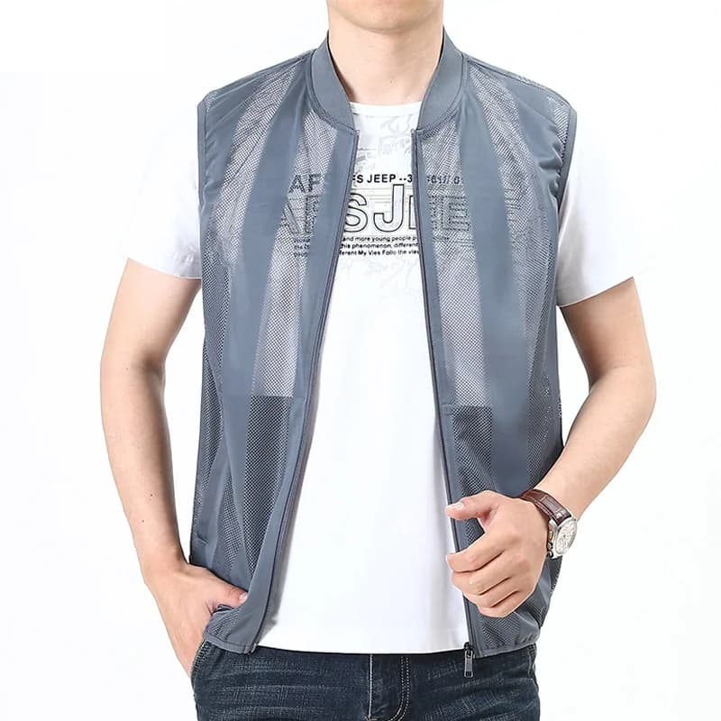 Veste d'été homme en mesh respirant pour la pêche et les loisirs en plein air