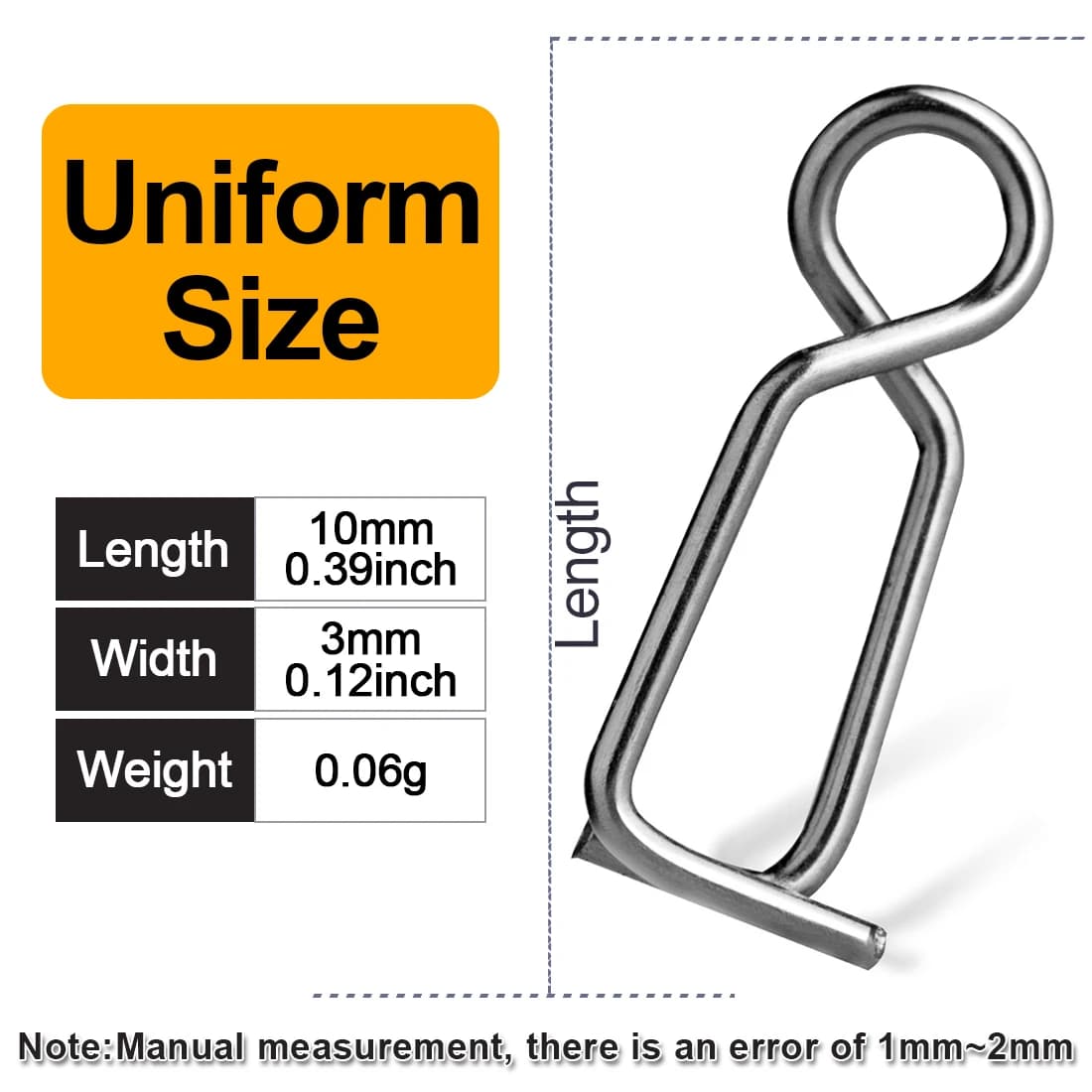 50 clips rapides 9KM 10mm pour leurres seiche et crevettes acier inoxydable pêche mer