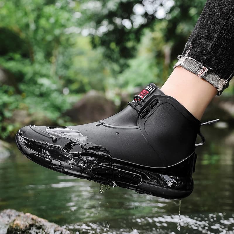Bottes caoutchouc cheville homme femme pluie imperméables pêche travail jardin cuisine mode anti-dérapage