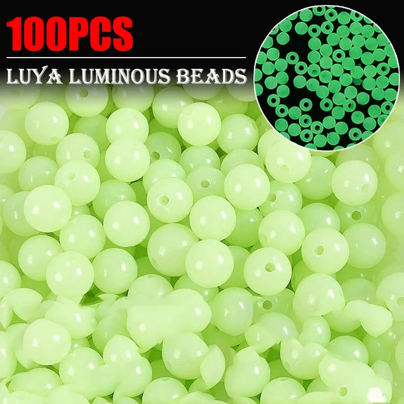100 perles lumineuses 3mm-8mm pour pêche nocturne - Billes fluorescentes accessoires pêche