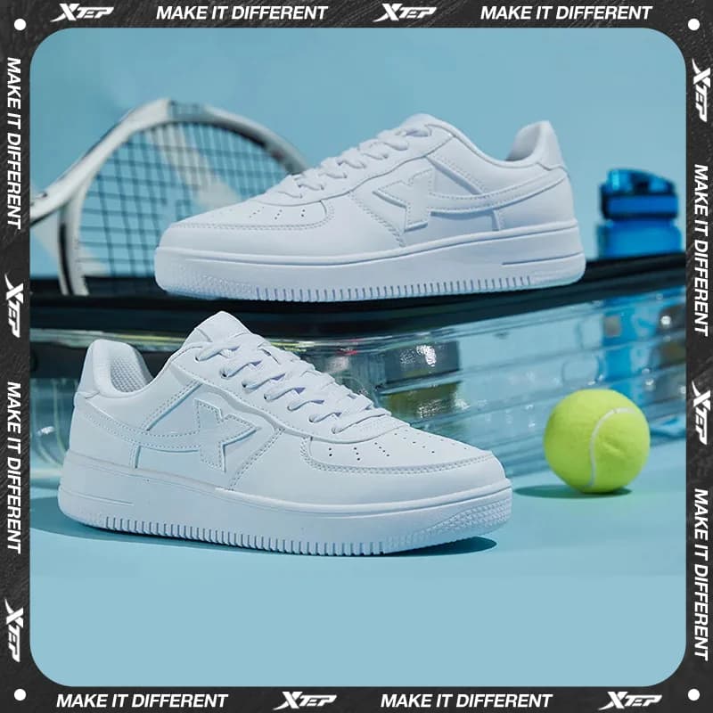 Chaussures skateboard Xtep couple homme femme blanc anti-dérapant casual luxe marque