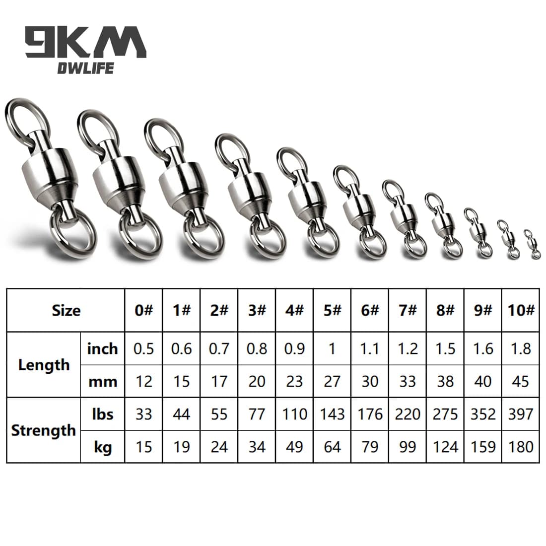 Roulements à billes 9KM 10 pièces pour swivels de traîne lourde et slow pitch jigging