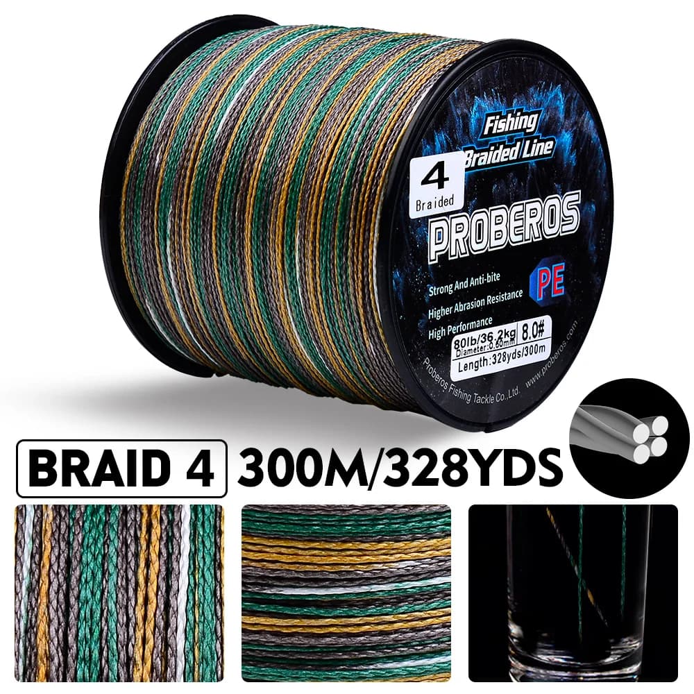Ligne de pêche tresse Proberos 300 mètres haute résistance 6-80LB pour lancer longue distance