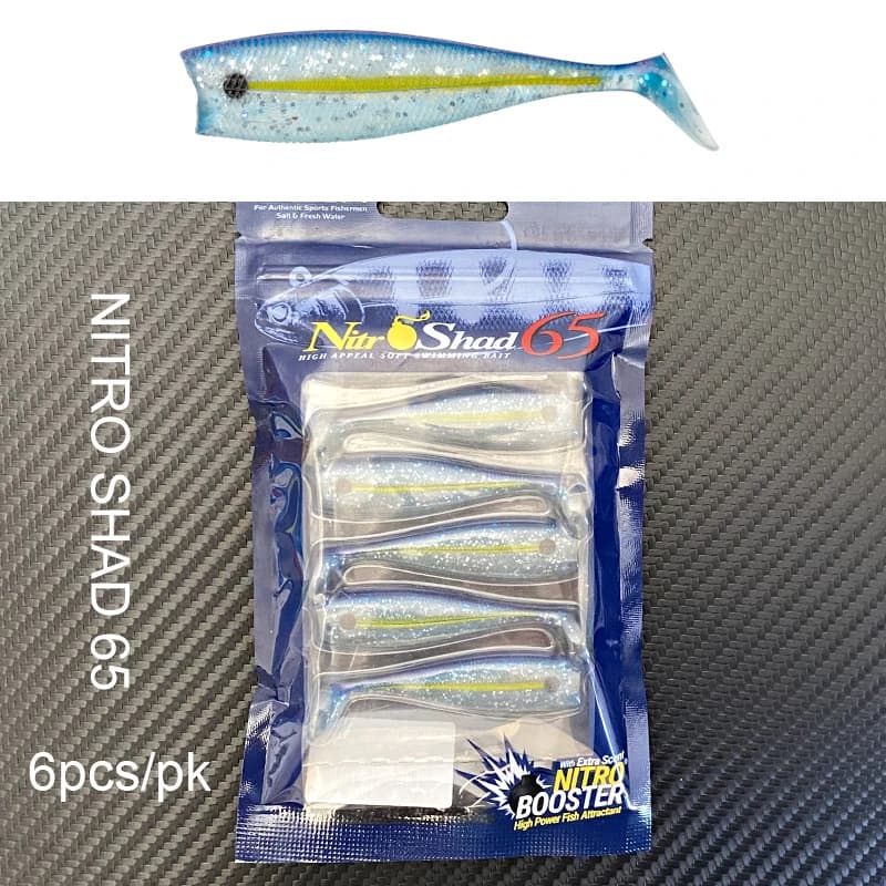 NITRO SHAD 65-150mm - Leurre souple nageur tête plombée pour bar, brochet et sandre