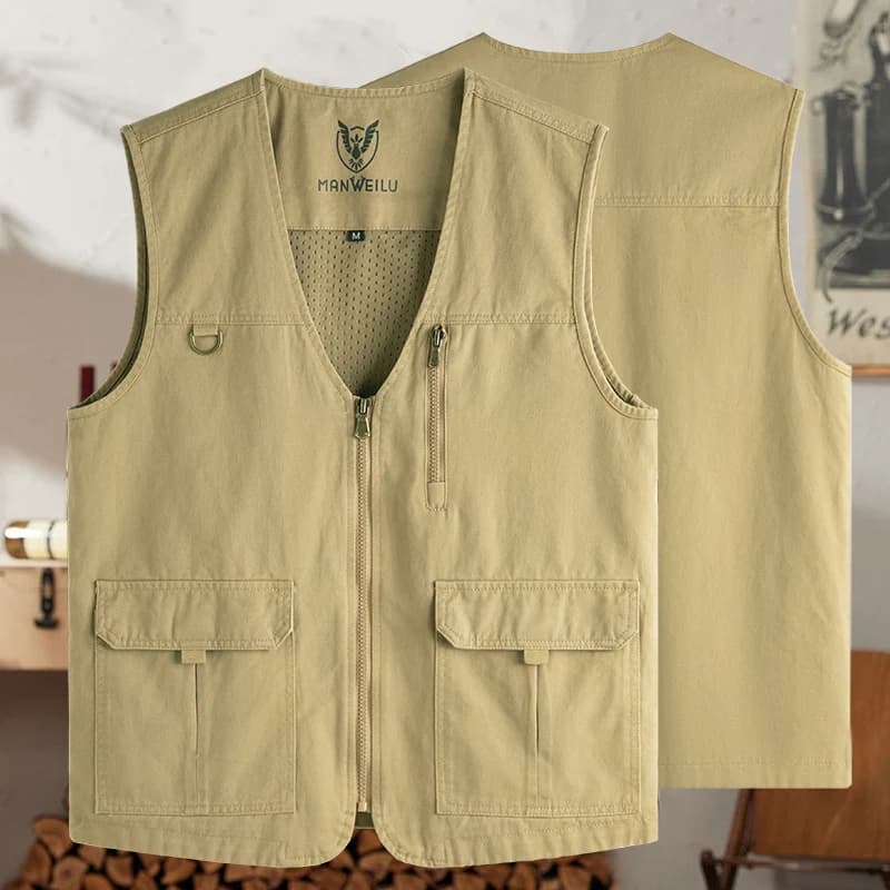 Veste de loisir grande taille 8XL homme - Multi-poches respirante pour pêche et sports outdoor haute qualité