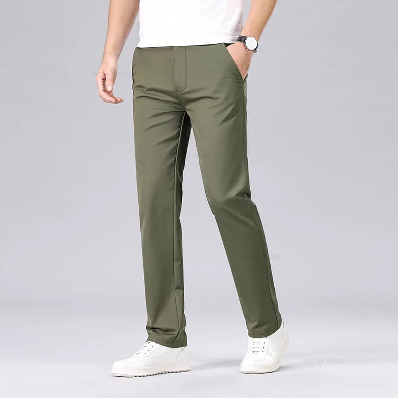 Pantalon classique homme couleur armée - Tenue décontractée pêche affaires anti-froissage