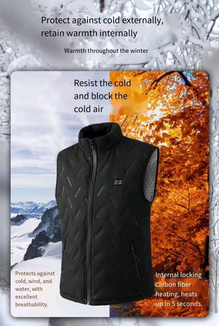 Veste chauffante électrique 9 zones double contrôle - Hiver automne unisexe sans batterie externe