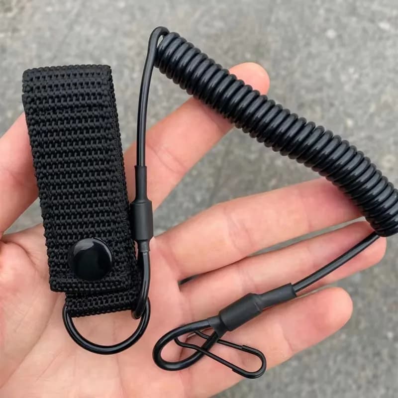 Cordon élastique tactique anti-perte sécurité ressort pêche accessoires clé lampe équipement