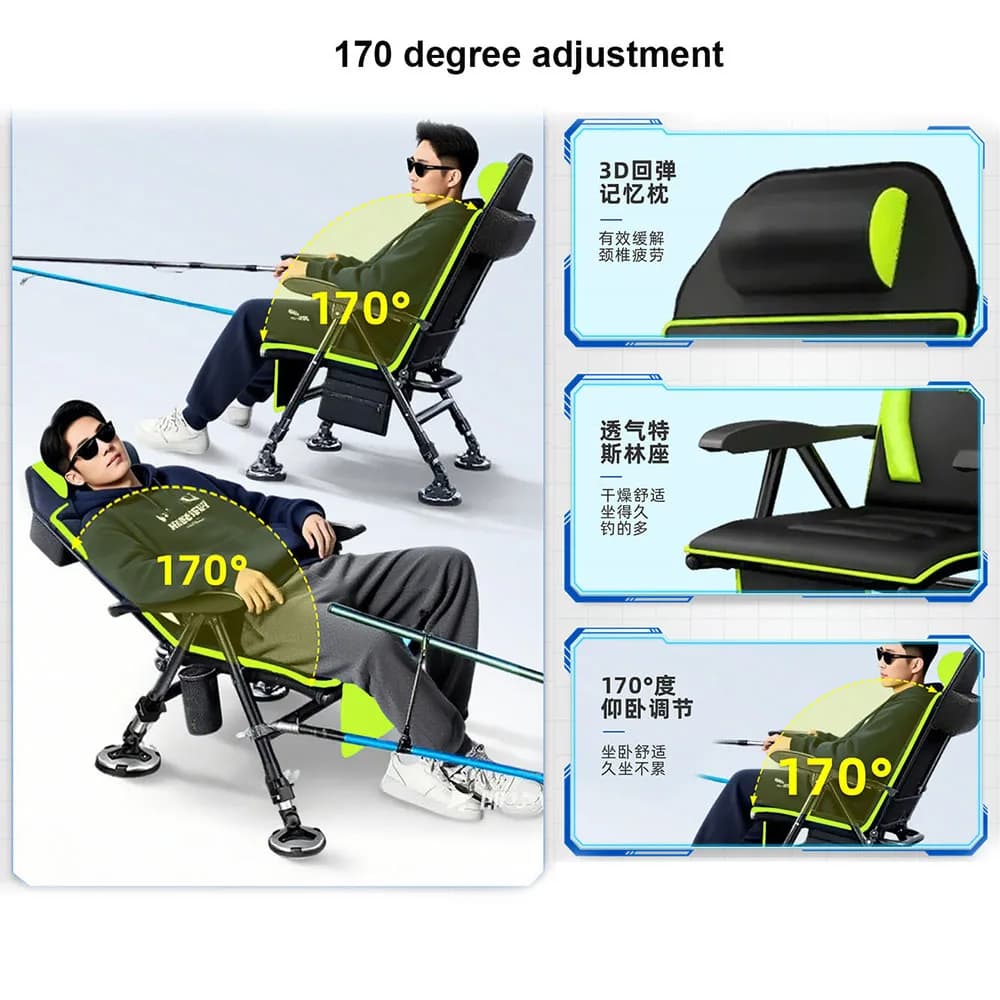 Chaise de pêche pliante européenne renforcée portable pour pêche eau douce et camping