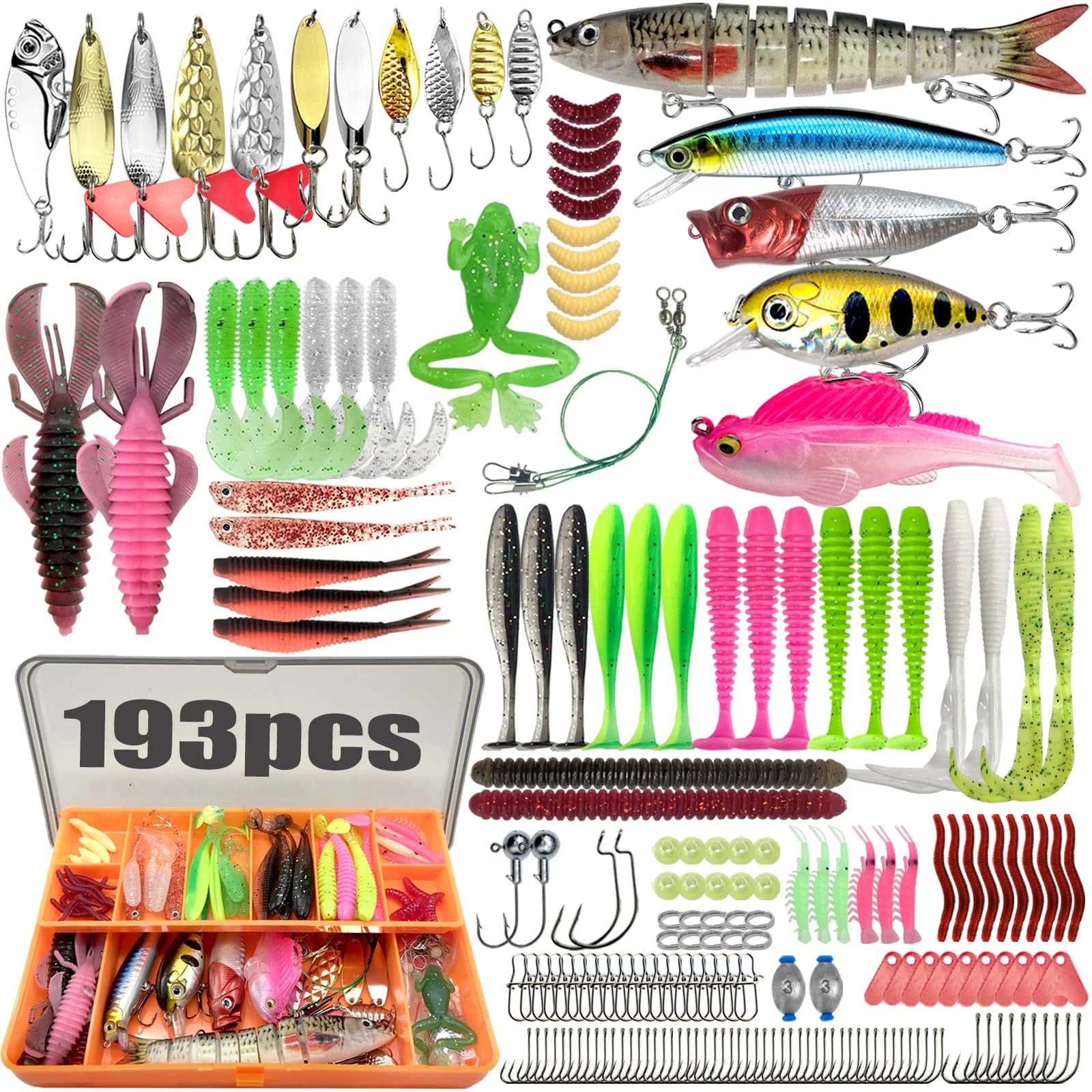 Kit de leurres de pêche 83 à 409 pièces pour truite, brochet et perche - Boîte