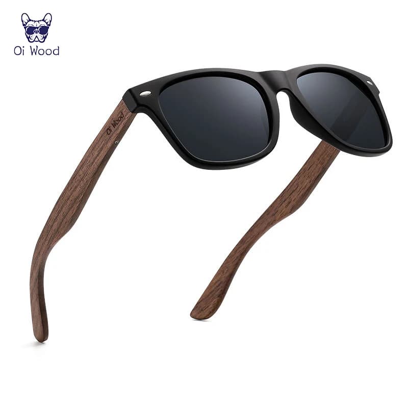 Lunettes de soleil bois naturel pour hommes polarisées - Cadre TR90 - Modèle original Oculos De Sol